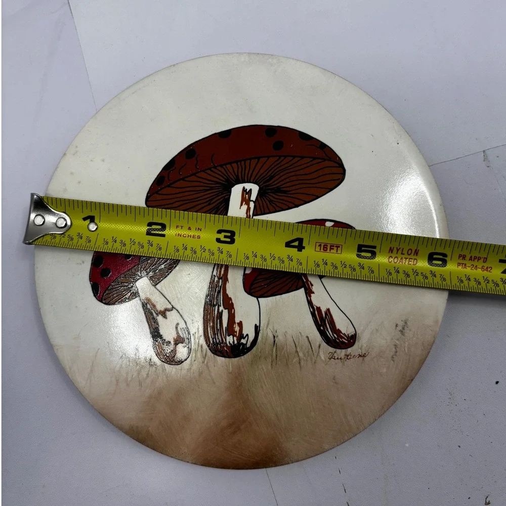 Vtg H & R Johnson Mushroom Ceramic Trivet‎ Van Rene Made in England 6 UIn Signed